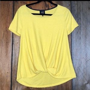 Anthropologie W5 Yellow Swiss Dot Knotted Top